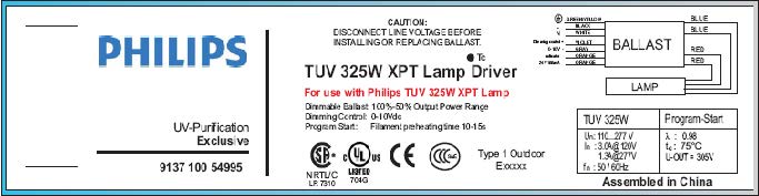 TUV Amalgam XPT Lamp Driver